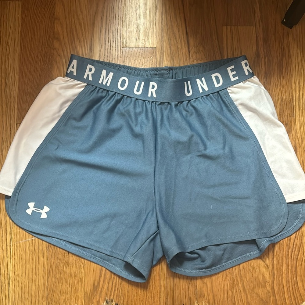 Under Armour blue and white athletic shorts